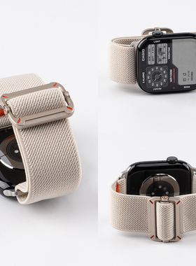 匠戴编织工装尼龙适用苹果S11手表S10applewatch9表带舒适iWatch8透气7男款ultra3高级SE3智能秋冬女款腕表带