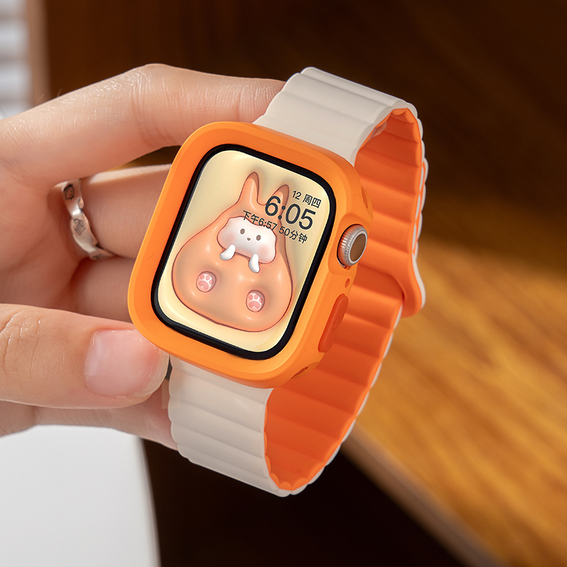 适用iwatch9表带苹果S9手表applewatch8创意S10磁吸硅胶S8夏季S7软壳TPU7女款S6新款10保护壳6高级ultra智能