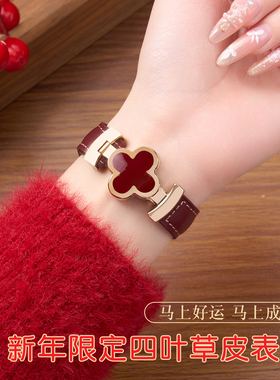 【新年红色】匠戴适用苹果S11手表iwatch10表带applewatch9酒红真皮女款se3秋冬新款S9磁吸高级智能8时尚运动