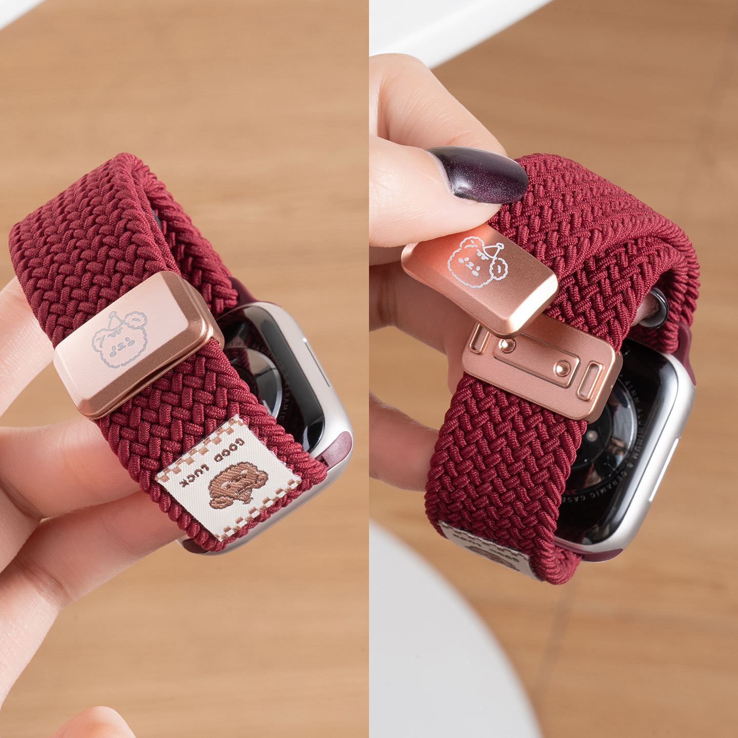 匠戴适用iwatch可爱小熊编织表带