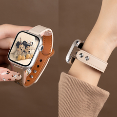 匠戴适用苹果S10手表iwatch9表带applewatch8女款S9拼色双钉扣真皮S8夏季时尚10高级8新款S7男7智能ultra2