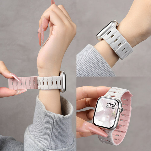 匠戴适用iwatch龙鳞磁吸硅胶表带