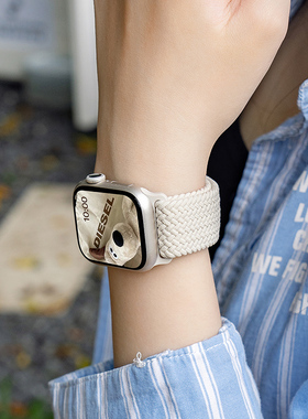 适用applewatch11表带S11苹果手表iwatch9新款S10磁吸S8编织8女夏运动7创意S7高级男S6尼龙可爱se3腕带watchs
