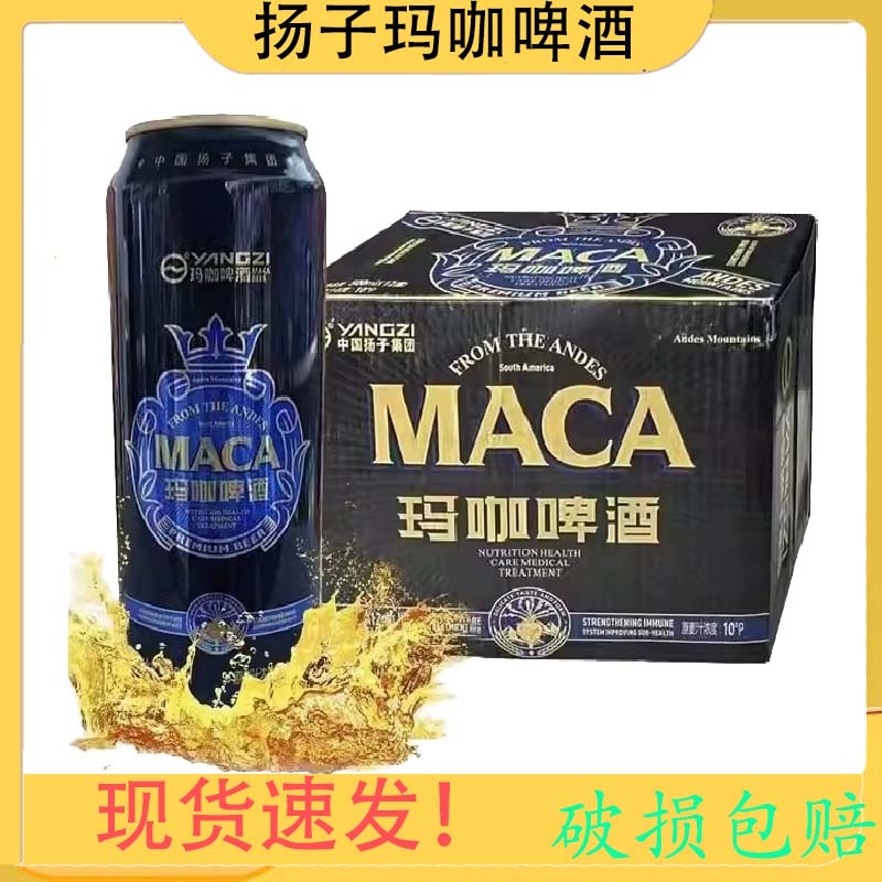 扬子玛咖500ml x12罐装原浆啤酒整箱黄啤中浓度聚会烧烤健康啤酒