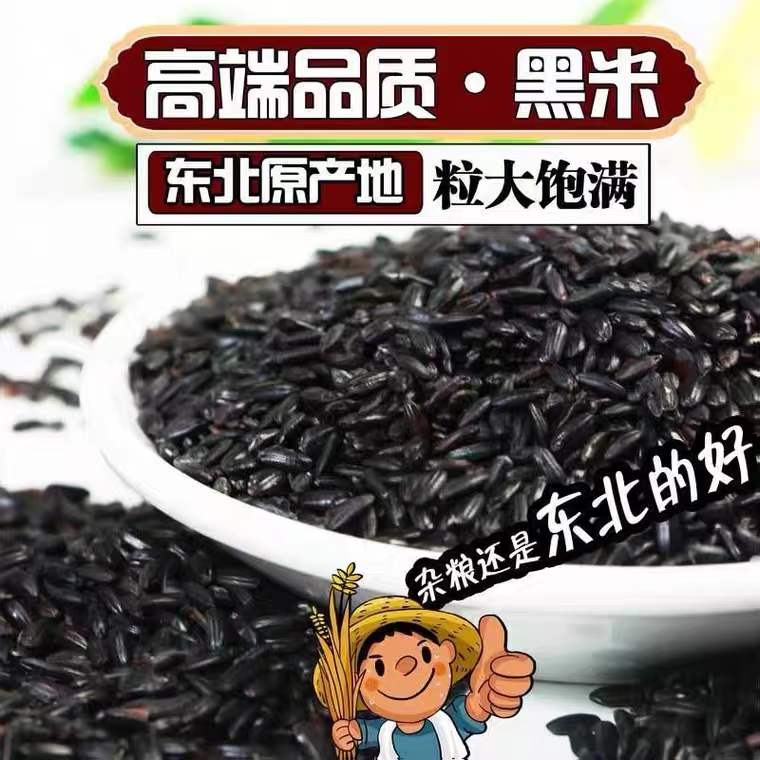 东北黑米长粒煮粥特价黑糯米农家优质黑米五谷杂粮米新米