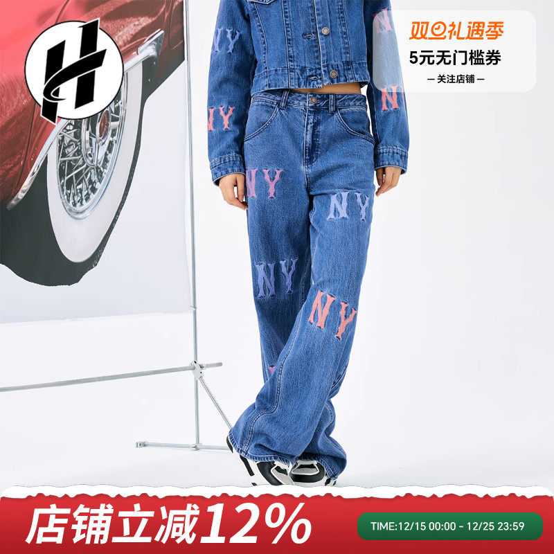 MLB时尚运动系列大logo牛仔裤