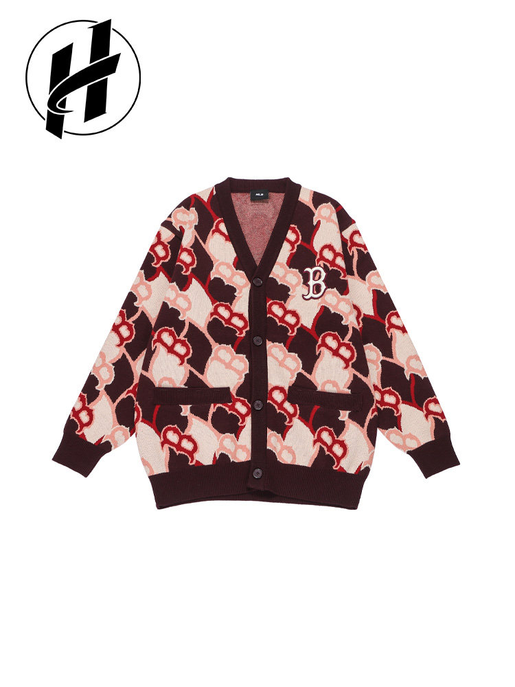 [니트스웨터 정리] MLB 남녀 커플 니트 가디건 다이아몬드 다이아몬드 레트로 노안 캐주얼 자켓
