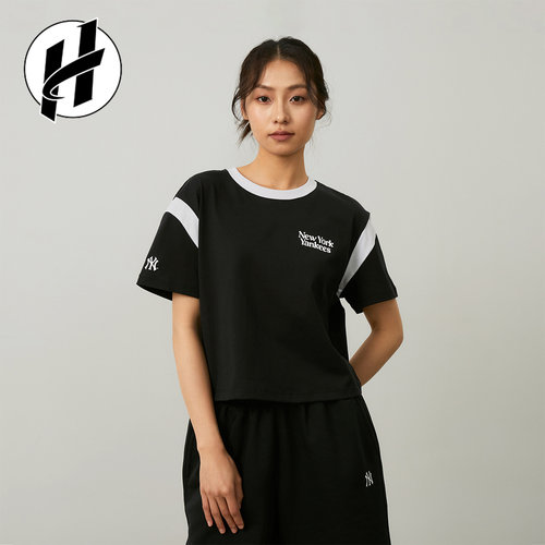 MLB 纽约洋基队撞色字母刺绣简约T恤印花百搭圆领套头短袖男女