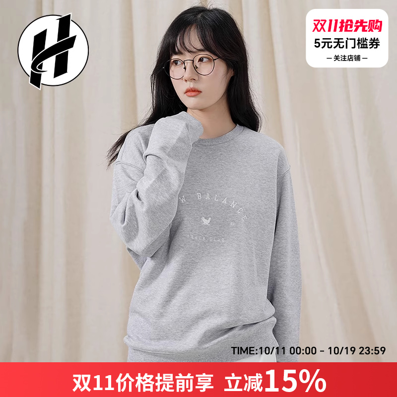 女款卫衣清仓New Balance/NB秋季运动休闲卫衣圆领长袖梭织套头衫