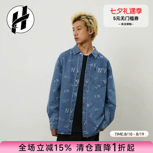 MLB男女满印老花时尚长袖衬衫