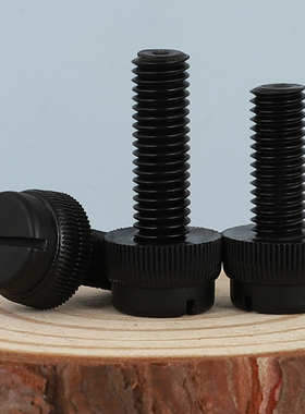 M3M4M5M6M8 绝缘黑色尼龙开槽一字滚花手拧塑料塑胶螺丝螺钉PA66