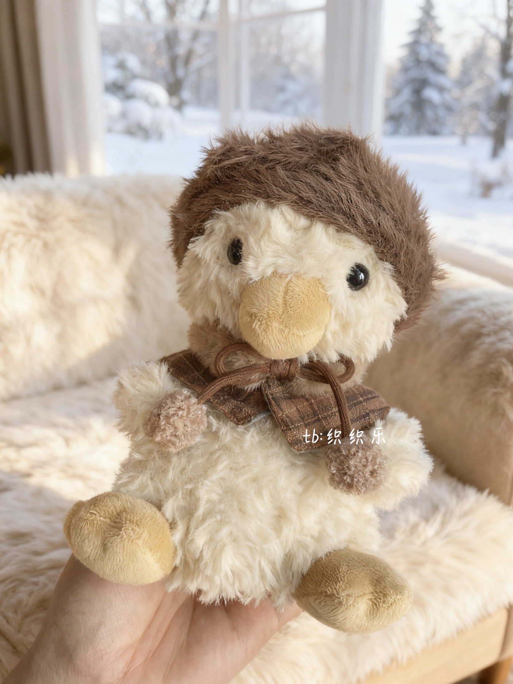 jellycat15cm甜美鸭娃衣秋冬格子披肩帽子围领yummy系列穿送朋友