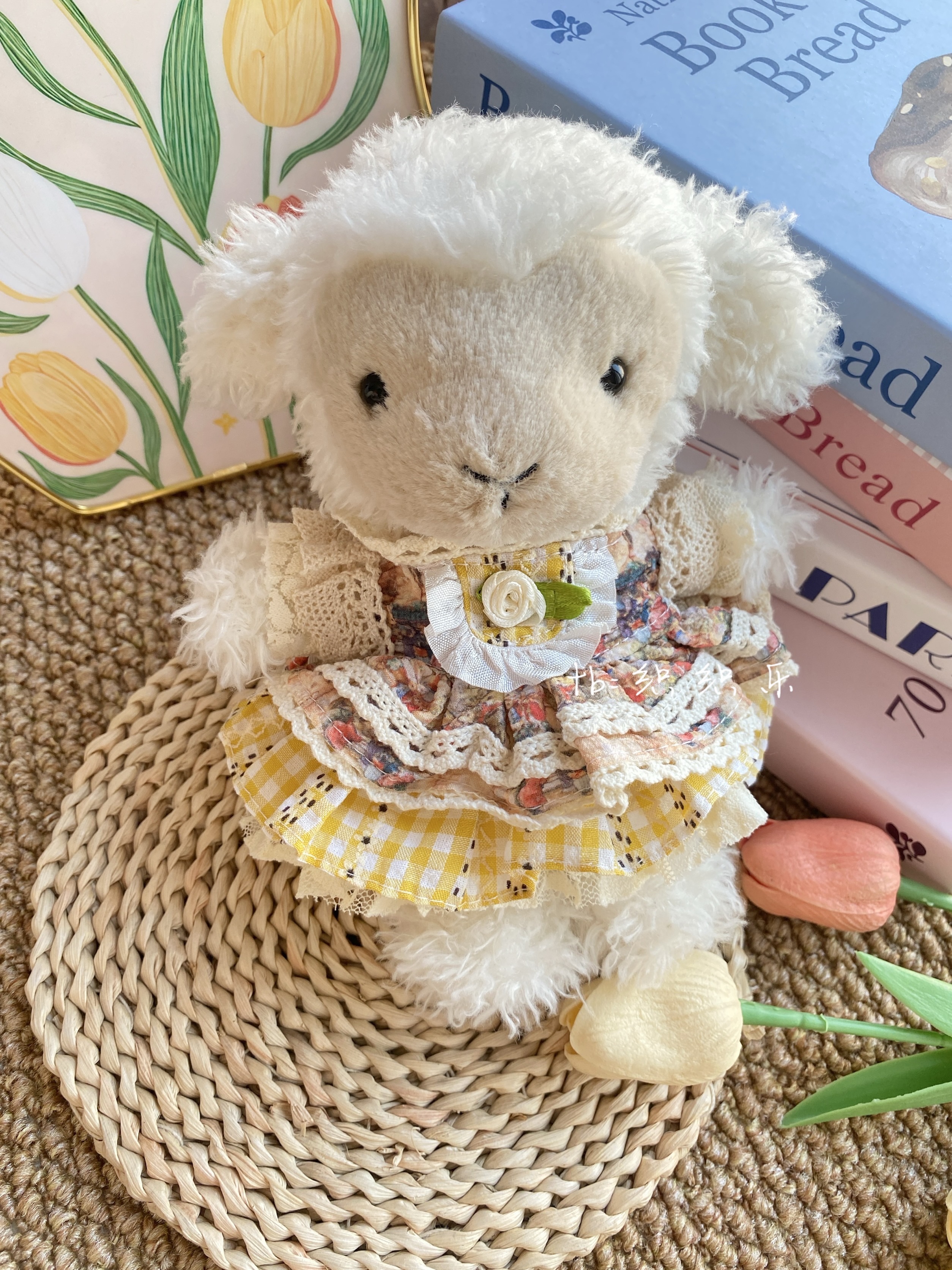 jellycat18cm小羊娃衣连衣裙little系列浪漫油画裙送朋友生日礼物