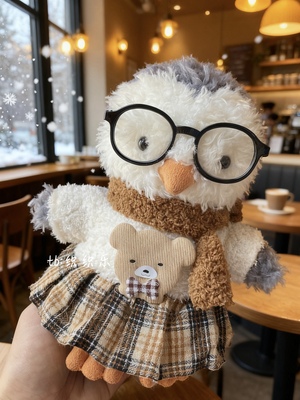 jellycat18cm胖企鹅娃衣秋冬毛衣围巾套装little系列送朋友礼物