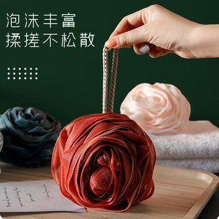 玫瑰花沐浴球大号浴花高档不散浴花球搓澡球超柔软泡泡洗澡球可爱