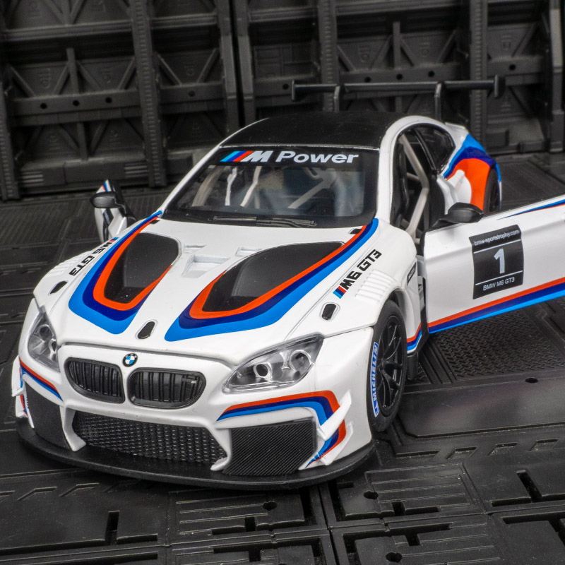 仿真1:24宝马m6 gt3跑车汽车合金车模型玩具送男生日礼物收藏摆件