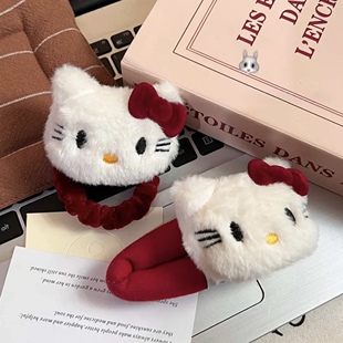 可爱毛绒kitty发夹女少女心边夹BB夹安格拉红卡通刘海夹网红发卡