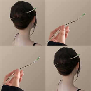 新中式清冷感发簪女古风汉服旗袍盘发簪子简约金属发钗头花发饰