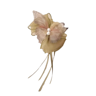 仙气古风蝴蝶结飘带发夹女高端气质后脑勺盘发抓夹古风鲨鱼夹头饰