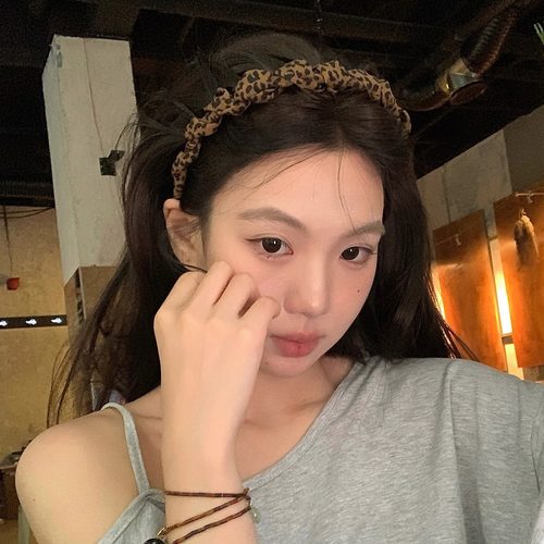 经典复古豹纹布艺波浪带齿发箍女2025新款时尚蓬松高颅顶头箍发饰