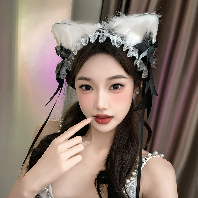 黑色洛丽塔cosplay猫耳朵发箍女