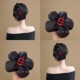 黑色复古撞色花朵发圈抓夹女大号盘发夹子显发量高级感鲨鱼夹发饰