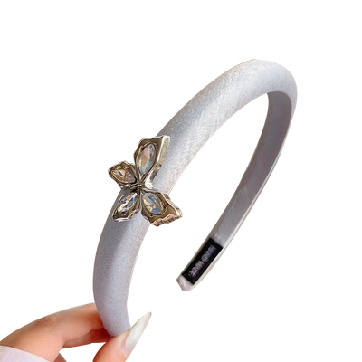 水钻蝴蝶珍珠发箍蓝色布艺头箍