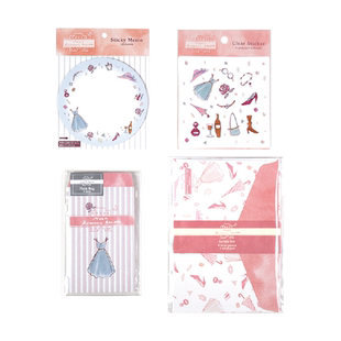 逻辑旗舰店Logical河马岛系列花纹圆形便签贴信纸信封套装可爱礼金信封红包PET透明贴纸学生可爱卡通少女