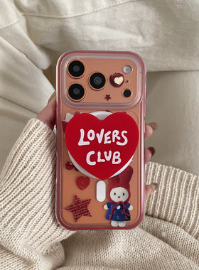 英文爱心米菲适用于苹果IPHONE17PROMAX手机壳16pm新款15超火14不会撞壳可爱防摔硅胶超好看巨漂亮外壳