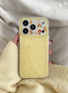 黄色星仔贴纸适用于苹果IPHONE17PROMAX手机壳16pm新款15超火14不会撞壳可爱防摔硅胶超好看巨漂亮外壳