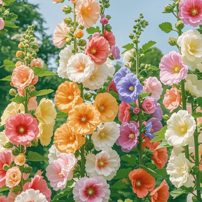 混色单瓣蜀葵四季盆栽