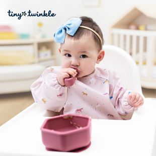Tiny Twinkle宝宝吃饭罩衣防水防脏超薄婴童幼儿园围兜辅食反穿衣
