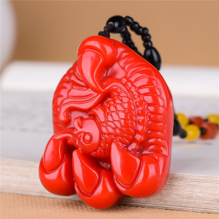 天然和田玉鹰爪鱼吊坠红玉男生抓住机遇玉鹰抓鲤鱼挂件玉佩项链坠