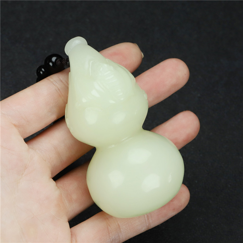 新疆和田玉葫芦手把件青白玉福禄手玩件玉石葫芦把玩件腰坠玉佩坠