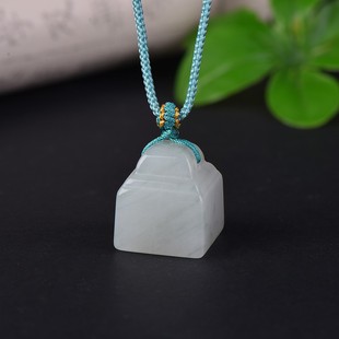 新疆天山翠印章吊坠定制玉石篆刻素面印章篆刻姓名刻祝福免费刻字