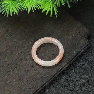 新疆金丝玉戒指女款粉色桃花酿玉戒圈指环手持串珠跑环跑圈钥匙扣