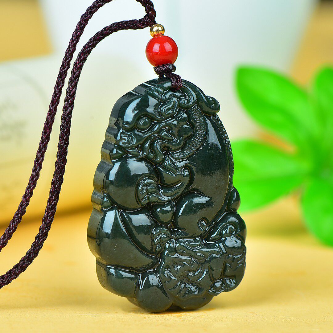 天然新疆和田青玉吊坠证书貔貅项坠麒麟挂件国庆节生日礼物情侣款