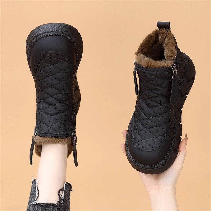时尚雪地靴女款2025年新款秋冬季棉鞋加绒加厚保暖真皮短靴子防滑