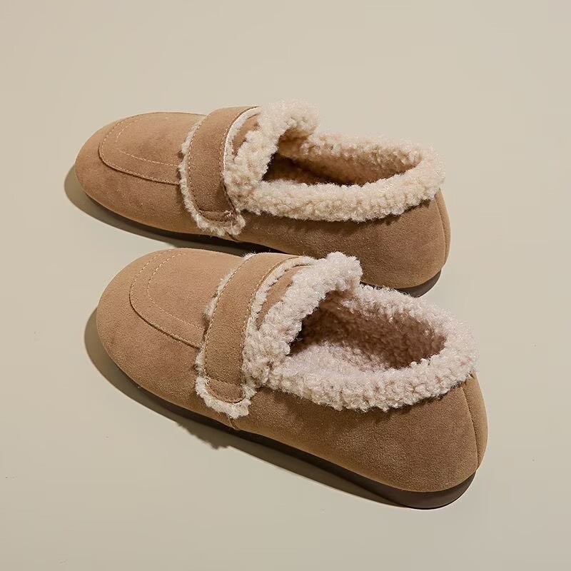 巨好穿加绒勃肯鞋女2025新款爆款秋冬保暖毛毛鞋一脚蹬平底豆豆鞋