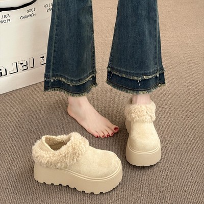 厚底增高加绒保暖全包勃肯鞋两穿毛毛棉鞋女鞋2025新款冬季雪地靴