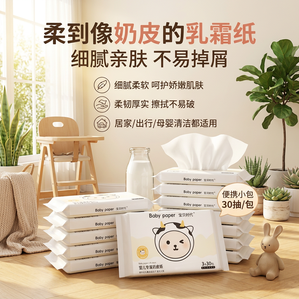 不易破柔保湿云柔巾柔韧纸巾新生儿宝宝时代乳霜纸湿水手口专用