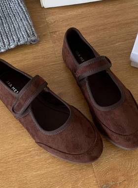 ins~法式复古@the玛丽珍单鞋浅口百搭平底舒适小皮鞋软底芭蕾舞鞋