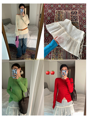 MOWENTI文文婷   小众蕾丝印花短裙2024年薄纱绑带叠穿P帘