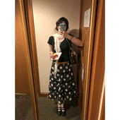 MOWENTI文文婷 小众设计感波点中长裙2025年高腰A字半身裙女夏季