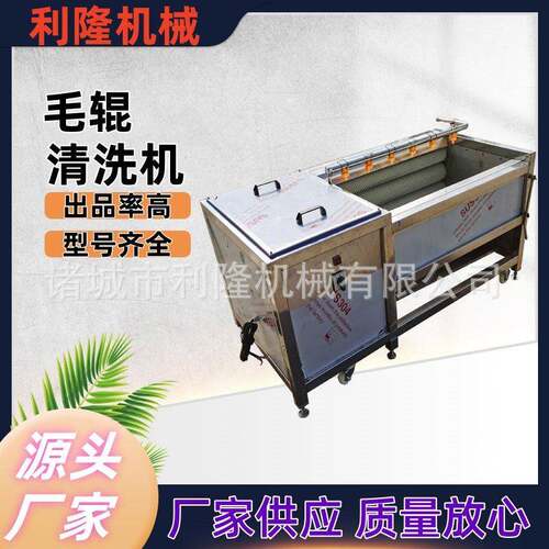 商用毛辊生蚝清洗机 去皮加工清洗设备 马蹄藠头毛刷去泥清洗机器