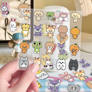 透明款】miniteen可爱动物周边贴纸创意水杯手机diy装饰防水贴画