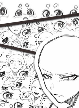 106张oc绘画贴纸头部不同角度表情速写简约创意装饰diy手账本贴纸