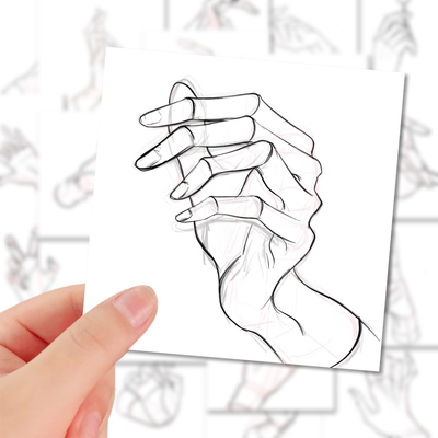 手部练习贴纸手绘简约模版参考