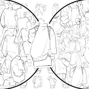 156张衣服画法贴纸美术生绘画结构人体动态速写oc设定diy手账贴画