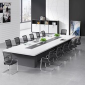 大型会议桌简约现代洽谈桌椅组合白色长桌接待培训板式 长方形桌子